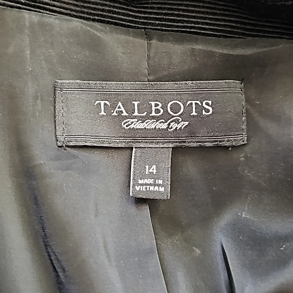 Talbots Black Pea Coat Double Breasted Textured Ridged Fully Lined Size 14 - Picture 12 of 14